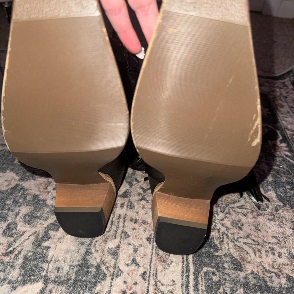 Black Fringe Western Boots - Picture 7 of 7